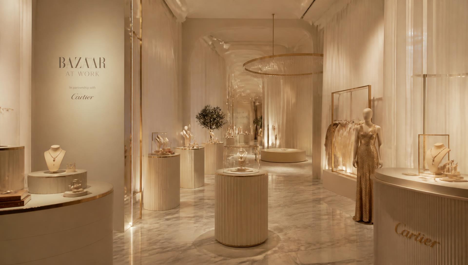 Ivory Aven luxury pop-up exhibition space with curated jewellery and fashion displays